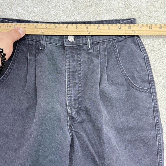Vintage Rockies Pants Womens 11/12 Black High Rise Pleated Tapered Cotton 90s - Picture 10 of 13